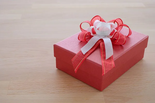 Gifts Boxes Reward Red Gift Box Table Space Text — Stock Photo, Image