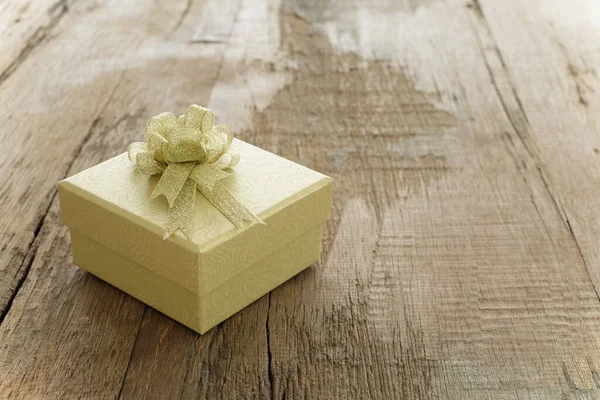 Gifts Boxes Reward Gold Gift Box Table Space Text — Stock Photo, Image