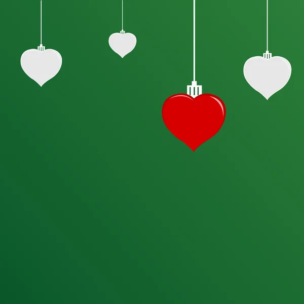 Kalp şeklindeki yeşil bir arka plan üzerinde asılı — Stok Vektör