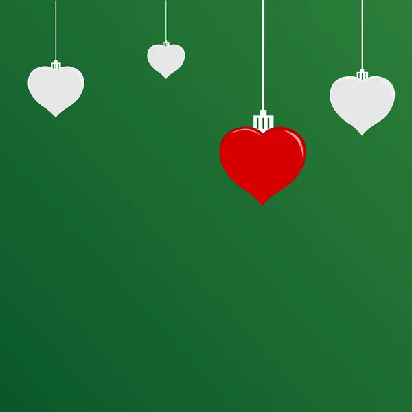 Heart-shaped hanging on a green background — Stock Vector