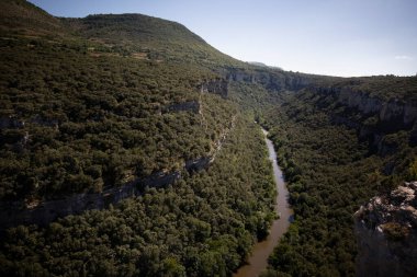 View of the Ebro River in Pesquera de Ebro, viewpoint of the Ebro canyons, Burgos