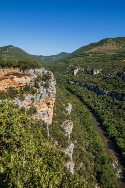 View of the Ebro River in Pesquera de Ebro, viewpoint of the Ebro canyons, Burgos