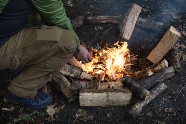 Hayatta kalma kursu. Kamp ateşi yakmak ve yangın başlatıcı kullanmak. Hayatta kalma teknikleri.
