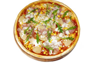 Egzotik pizza jambon, ananas, Mısır ile