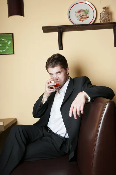 Man Drinking Whiskey — Stock Photo, Image