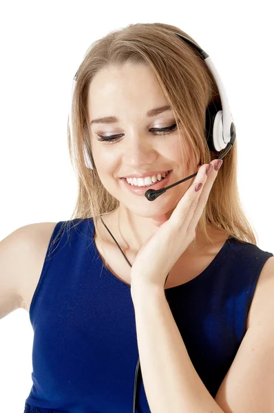 Portrét šťastné usmívající se podpora telefonní operátor — Stock fotografie