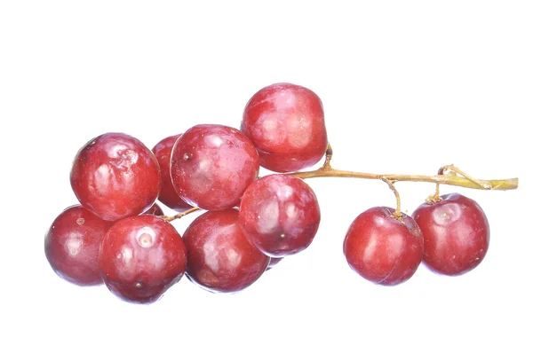 Delicioso racimo de uva roja carmesí sin semillas aislado en blanco — Foto de Stock