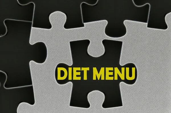 Menu diety jigsaw puzzle słowo pisane — Zdjęcie stockowe