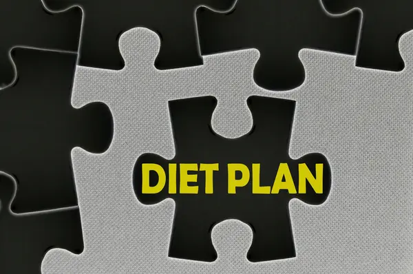 Puzzle escrito palavra dieta plano — Fotografia de Stock