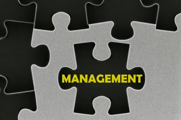Den vita pussel skrivit ordet management — Stockfoto