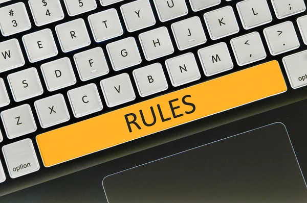 Teclado barra de espaço botão regras palavra escrita — Fotografia de Stock