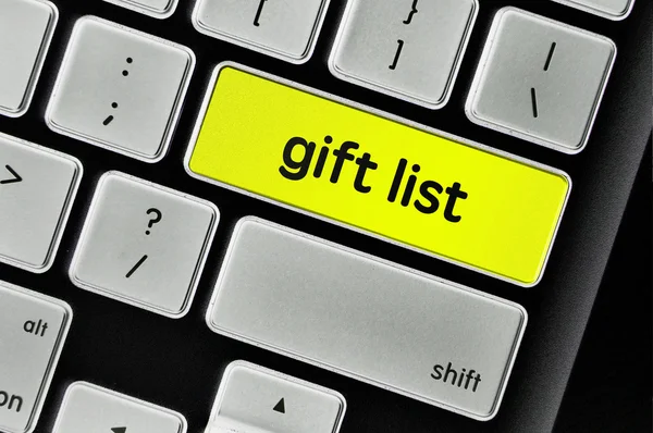 Keyboard  button written word gift list — Stock Photo, Image