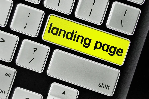 Teclado botón palabra escrita landing page —  Fotos de Stock