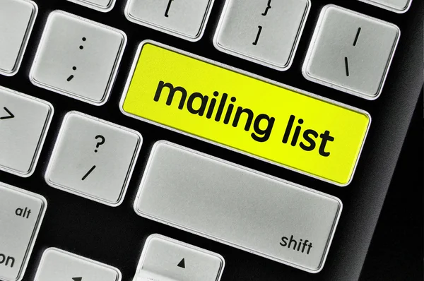 Keyboard  button written word mailing list — Stock Photo, Image