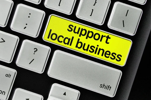 Bouton clavier mot écrit soutenir les entreprises locales — Photo