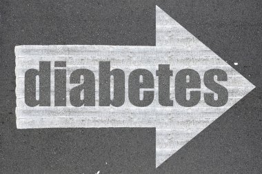 Word diyabet yazılı asfalt yol üzerindeki oku