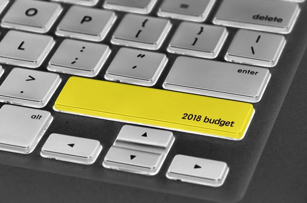 Der Computer-Tastatur-Taste geschriebenes Wort Haushalt 2018 — Stockfoto