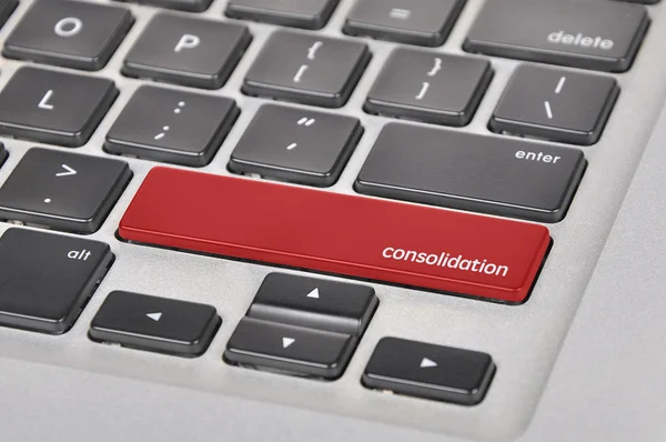De computer toetsenbord knop geschreven woord consolidatie — Stockfoto