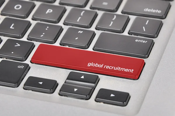 De computer toetsenbord knop geschreven woord global recruitment — Stockfoto