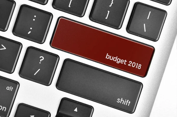El teclado de la computadora botón escrito presupuesto palabra 2018 —  Fotos de Stock