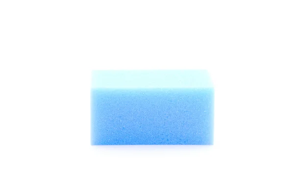 Spugna quadrata blu su sfondo bianco — Foto Stock
