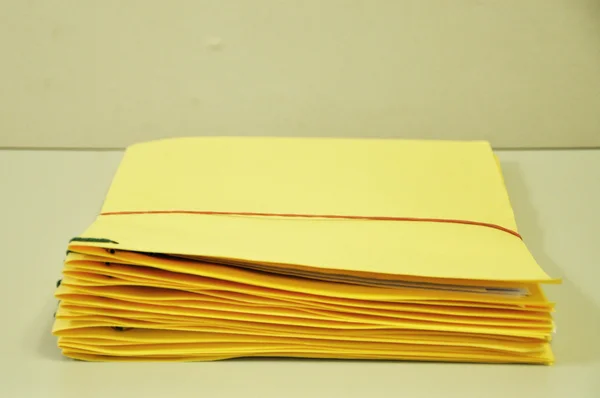 Stack Of Yellow Folders On The Table — Stock Photo, Image