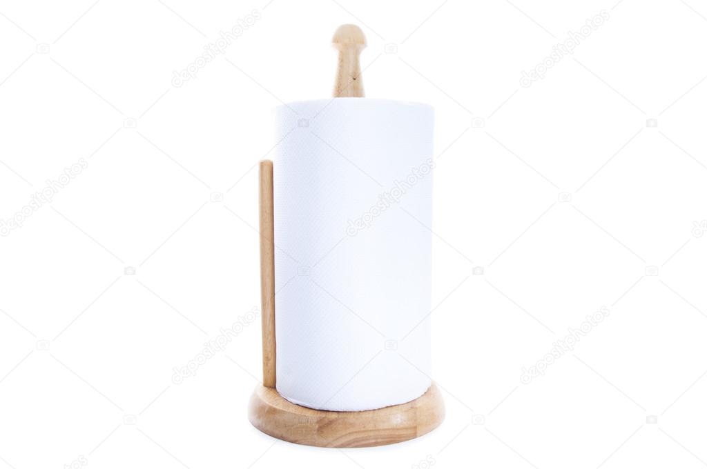 Large Size Roll Of Kitchen Napkin Attach To Its holder Over Whit