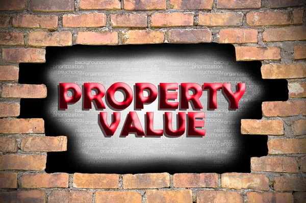 Property value in the hole of brick wall — Stock Photo, Image