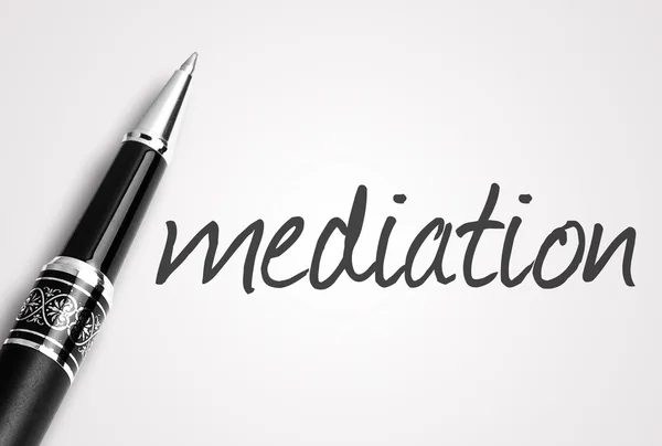 Pen writes mediation on paper — Stock Photo, Image