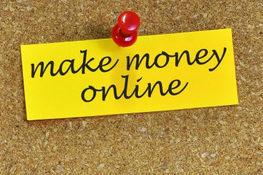 yapmak para online kelime notepaper cork arka plan üzerinde