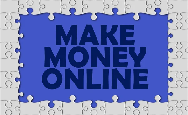 Make money online z granicy układanki — Zdjęcie stockowe