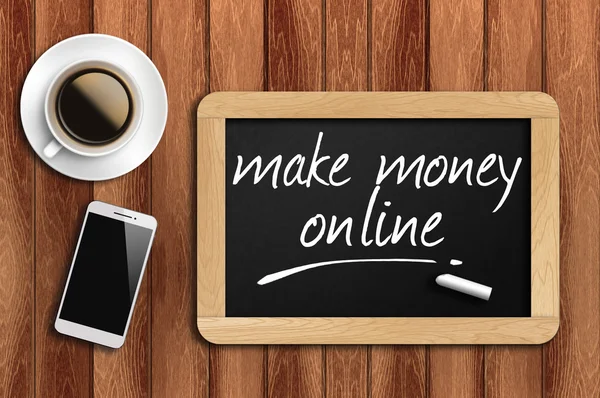 kahve, telefon ve kara tahta ile para online kelime yapmak