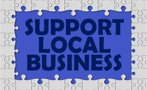 Support local business with jigsaw border — Stock Photo, Image