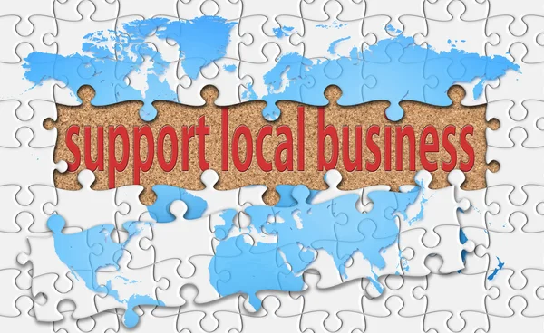 Support local business word with reveal jigsaw — Stock Photo, Image