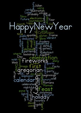 Mutlu yeni yıl ve onun ilgili kelime kelime bulutu