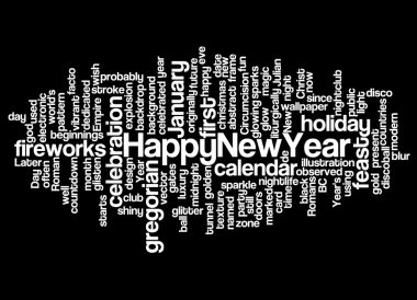 Mutlu yeni yıl ve onun ilgili kelime kelime bulutu