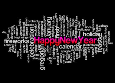 Mutlu yeni yıl ve onun ilgili kelime kelime bulutu