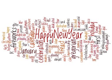 Mutlu yeni yıl ve onun ilgili kelime kelime bulutu