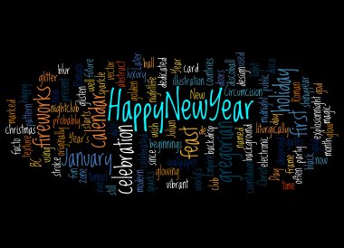 Mutlu yeni yıl ve onun ilgili kelime kelime bulutu