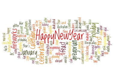 Mutlu yeni yıl ve onun ilgili kelime kelime bulutu