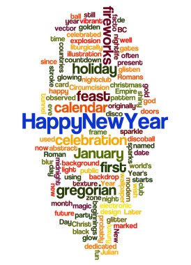 Mutlu yeni yıl ve onun ilgili kelime kelime bulutu