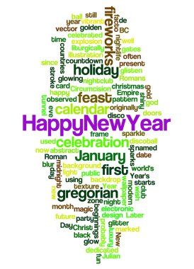 Mutlu yeni yıl ve onun ilgili kelime kelime bulutu