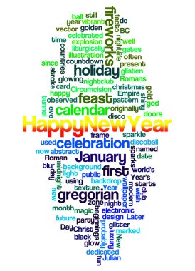 Mutlu yeni yıl ve onun ilgili kelime kelime bulutu