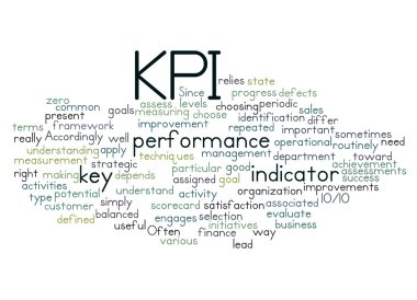 Ana performans göstergesi (KPI) ve onun ilgili wo kelime bulutu