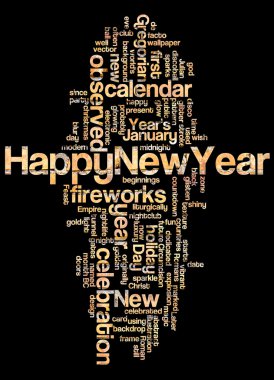 Mutlu yeni yıl ve onun ilgili kelime kelime bulutu