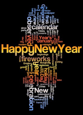 Mutlu yeni yıl ve onun ilgili kelime kelime bulutu