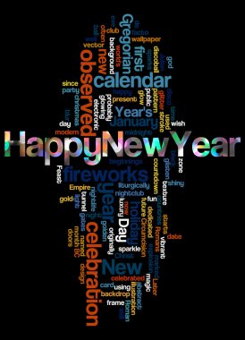Mutlu yeni yıl ve onun ilgili kelime kelime bulutu