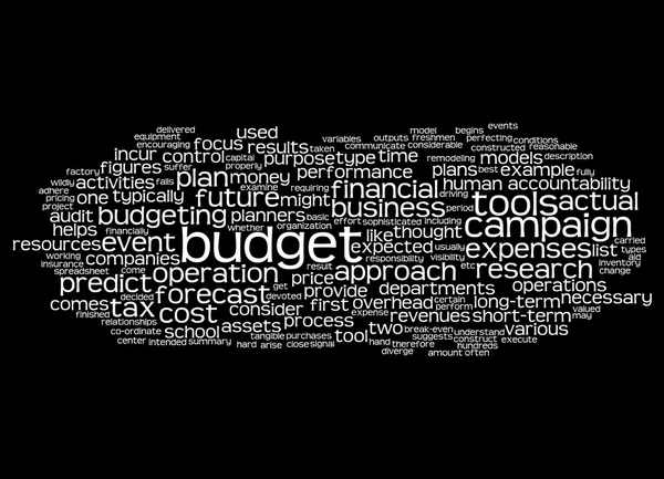 Nube de palabras de presupuesto y sus palabras relacionadas —  Fotos de Stock