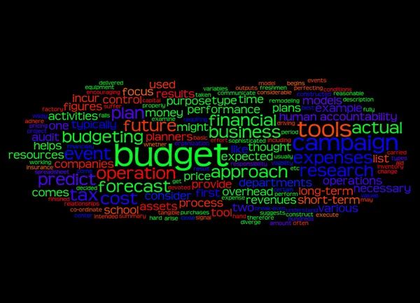 Word cloud of budget and its related words — Stock Photo, Image
