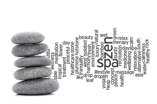Zen and spa stone with word cloud background — Stock Photo, Image